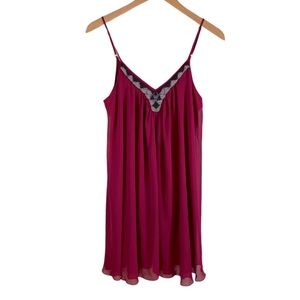 Express Beaded Spaghetti Strap Chiffon Shift Dress